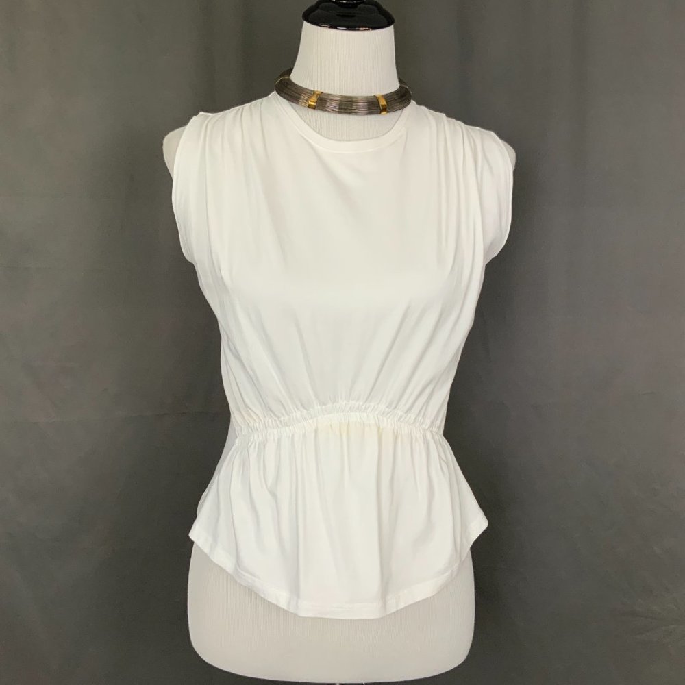 ATM Anthony Thomas Melillo White Cotton Gathered Tee Top Sz M - Picture 2 of 16